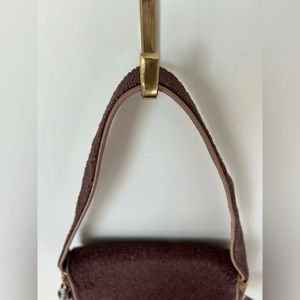 Beaded Espresso Martini Shoulder Bag with beaded bag charm